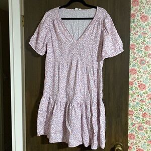Gap size large purple floral short sleeve dress